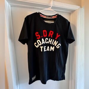 Superdry Black Tee with Red & White 'S.DRY Coaching Team' Graphic